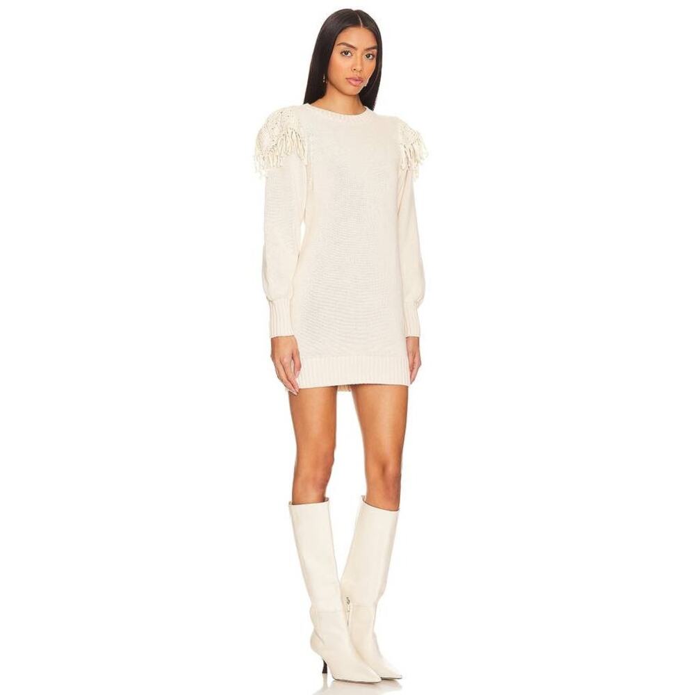 Cleobella Danielle Sweater Mini Dress in Cream Ivory XS NEW coquette boho luxe